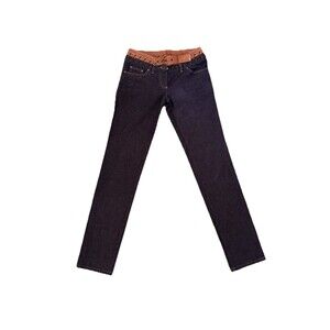 ALEXANDER MCQUEEN Archive FW 2002 Leather Belt Denim Jeans Pants S 40 Vintage